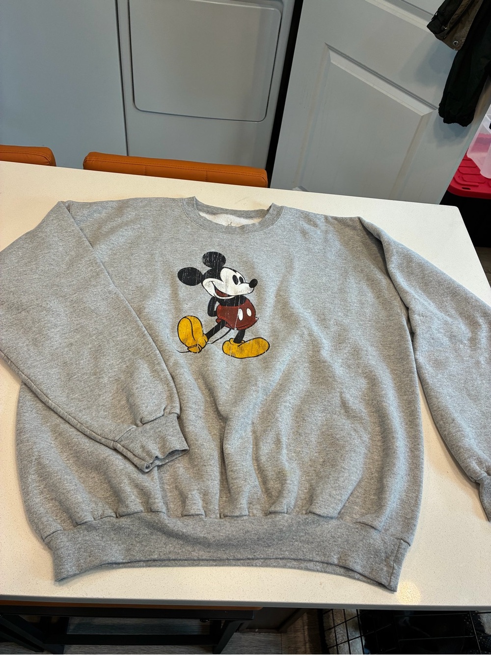 Vintage Gray Mickey Mouse Graphic Crewneck Sweater